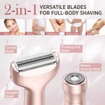 Orchrose Electric Razor for Women Body: Rechargeable Painless Electric Shaver for Bikini Face Body Legs Underarms - 3-in-1 Blade and Rotary Shaving Head (ROS)