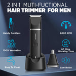 Groin Hair Trimmer - Nose Trimmer: IPX 7 Waterproof Electric Ball Trimmer for Men - 2 in 1 Body Groomer with Replaceable Ceramic Blade Heads - Keep You Trim Neat Clean