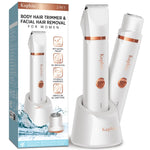 Bikini Trimmer for Women Pubic Hair: 2 in 1 Eletctric Razors for Women - Rechargeable Eletctric Shaver - IPX7 Waterproof Bikini Trimmer for Underarm Leg Arm Body (Pearl White)