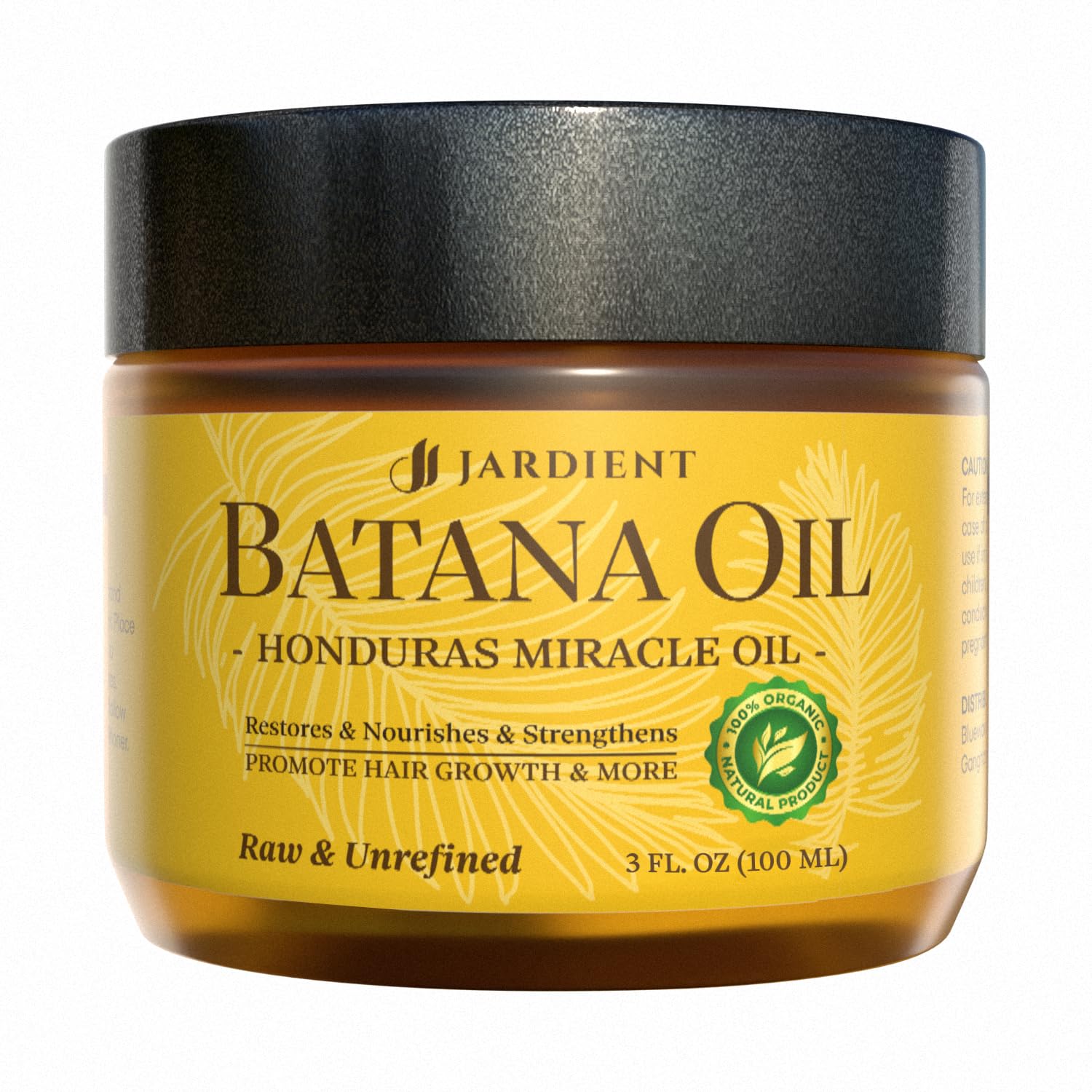 Raw Batana Oil for hair nourishing: Dr Sebi Organic Batana Oil from Honduras - 100% Pure & Natural - Promotes Thicker & Stronger Hair for Men & Women (3 OZ)