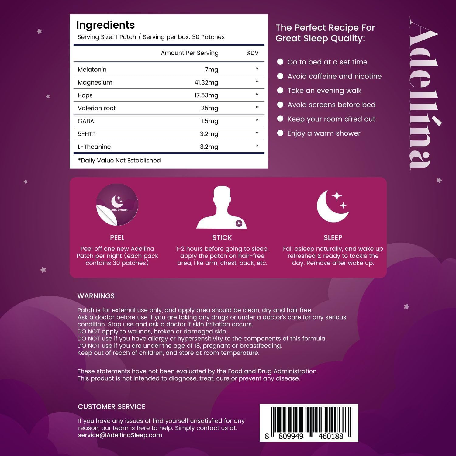 Sleep Patches for Adults Extra Strength: Easy-to-Apply Sleep Patch with Melatonin & Valerian 42 Patches