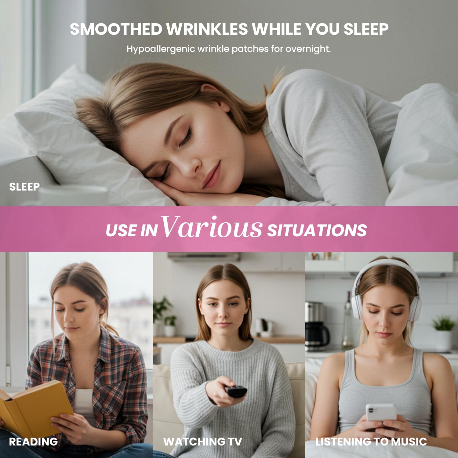 Forehead and Facial fine line Patches: smoothing Care Patches Overnight - Facial Patche for Forehead, Smile Line, Under Eye, 144 Count(Pack of 1))