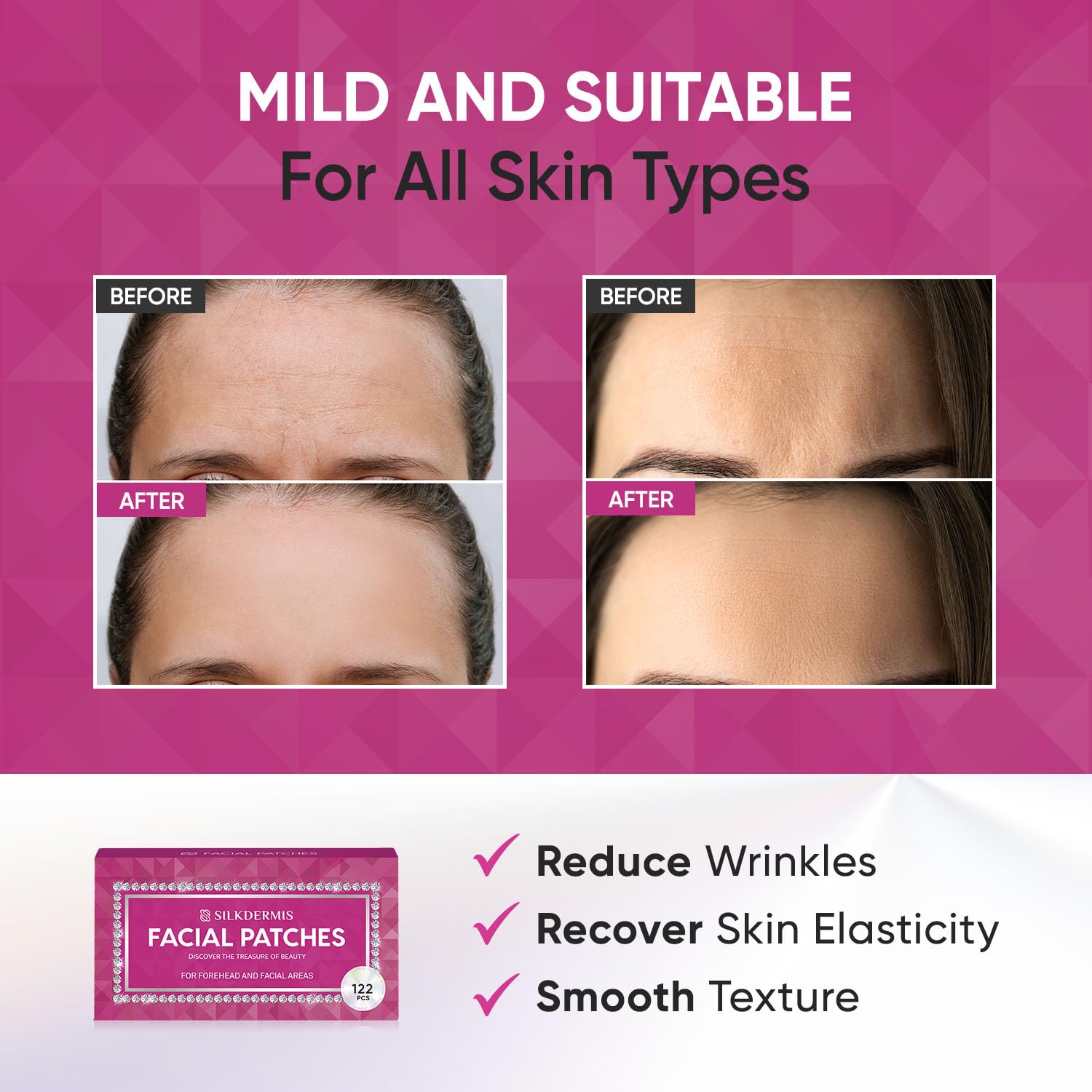 SILKDERMIS smoothing Facial Patches overnight- Forehead fine line care 122 pcs