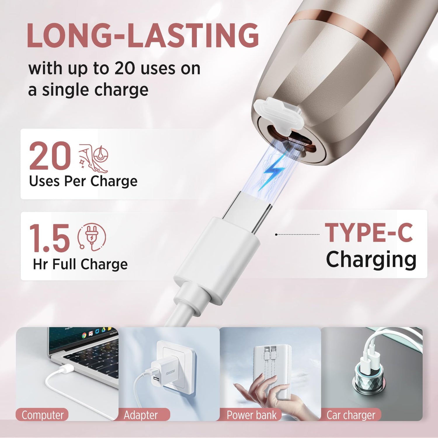 Orchrose Electric Razor for Women Body: Rechargeable Painless Electric Shaver for Bikini Face Body Legs Underarms - Portable for Travel