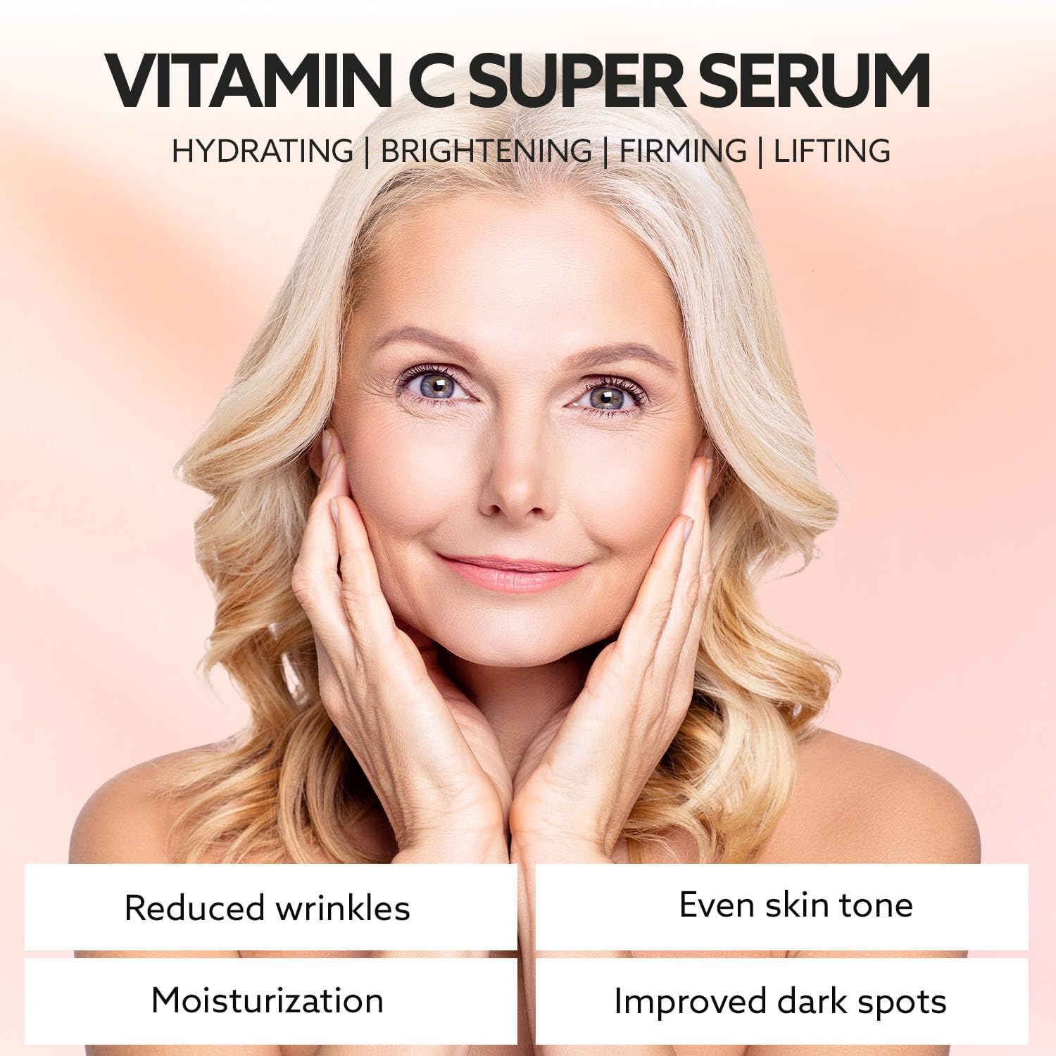 ANSDUR Super Vitamin C Serum for Women over 70: Hyaluronic Acid Serum for Face, skin tone corrector and fine line Reduction - Lifting, Smoothing, Moisturizing, All in One Skin Care Formula, 1 fl oz
