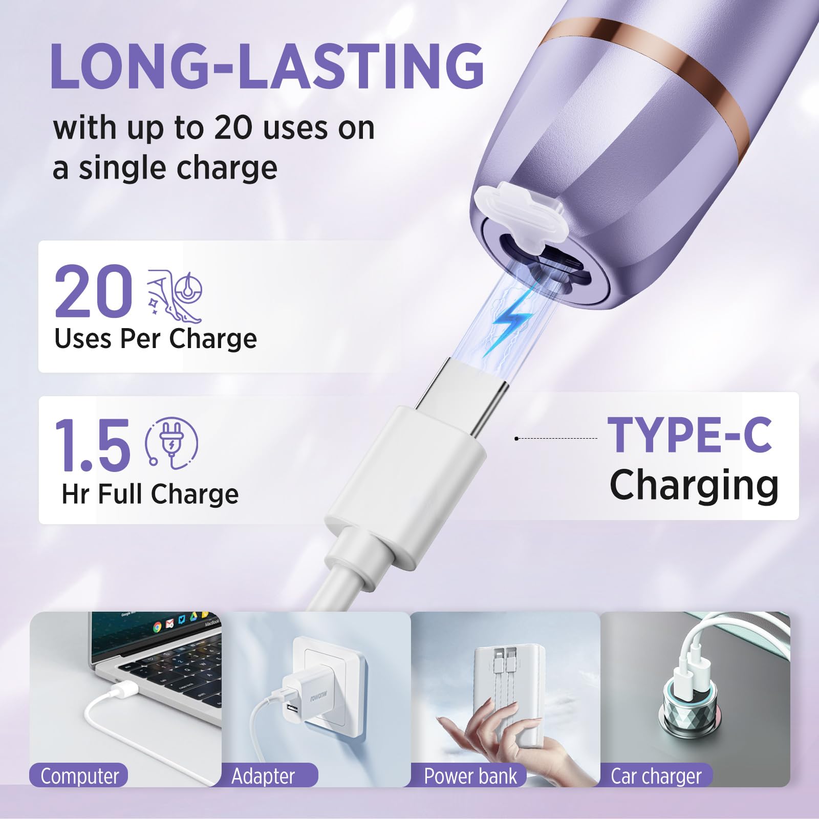 Orchrose Electric Razor for Women Body: Rechargeable Painless Electric Shaver for Bikini Face Body Legs Underarms - 3-in-1 Blade and Rotary Shaving Head (Purpl)