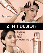 Rechargeable Facial Hair Remover for Women: 2 in 1 Electric Eyebrow and Facial Hair Remover - Suitable for Middle-aged Women’s Eyebrow, Chin, and Cheek Trimming - with Built-in LED Light (Gold)