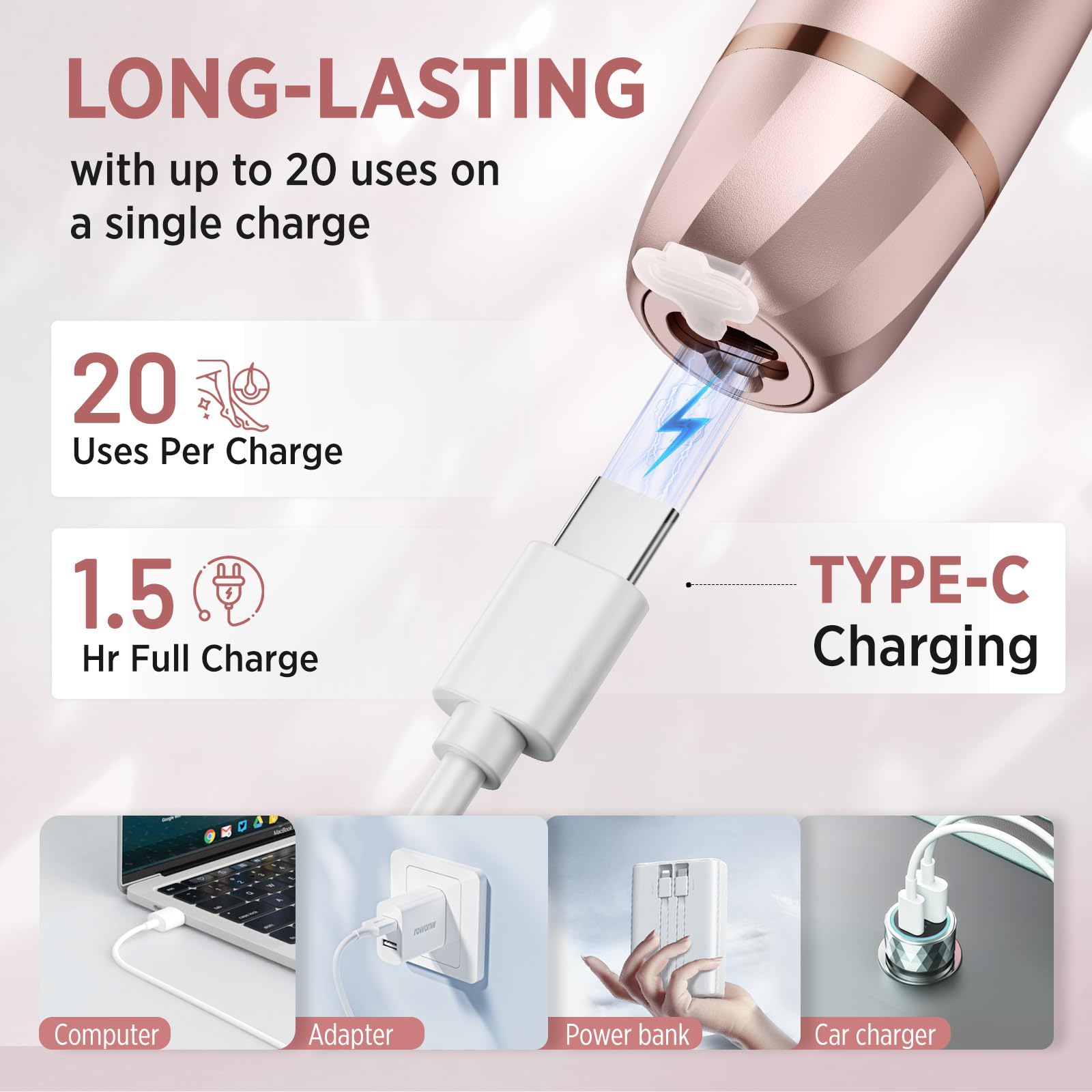 Orchrose Electric Razor for Women Body: Rechargeable Painless Electric Shaver for Bikini Face Body Legs Underarms - 3-in-1 Blade and Rotary Shaving Head (ROS)