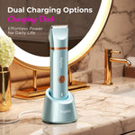 Bikini Trimmer for Women Pubic Hair: 2 in 1 Eletctric Razors for Women - Rechargeable Eletctric Shaver - IPX7 Waterproof Bikini Trimmer for Underarm Leg Arm Body (Blue)