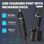 Groin Hair Trimmer - Nose Trimmer: IPX 7 Waterproof Electric Ball Trimmer for Men - 2 in 1 Body Groomer with Replaceable Ceramic Blade Heads - Keep You Trim Neat Clean