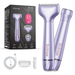 Orchrose Electric Razor for Women Body: Rechargeable Painless Electric Shaver for Bikini Face Body Legs Underarms - 3-in-1 Blade and Rotary Shaving Head (Purpl)
