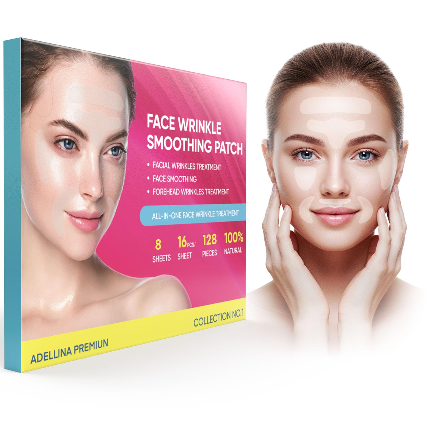 Facial and Forehead fine line Patches: Face fine line care for Forehead, Smile Line, Under Eye- smoothing Patches 128pcs