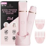 VG VOGCREST Electric Bikini Trimmer: 2 in1 Body Facial Hair Remover - Painless Pubic Hair Shaver (Pink)