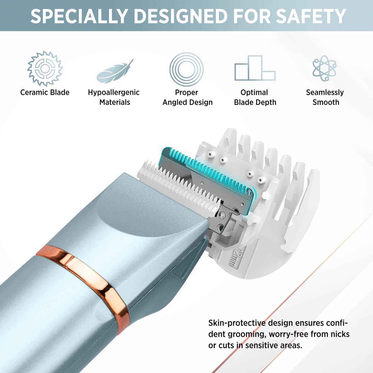 Electric Bikini Trimer Shaver Women: 2 in 1 IPX7 Waterproof Wet & Dry Use Body Hair Trimmer and Facial Hair Remover - Rechargeable Hair Removal Kit for Bikini Underarm Leg Arm Body Face