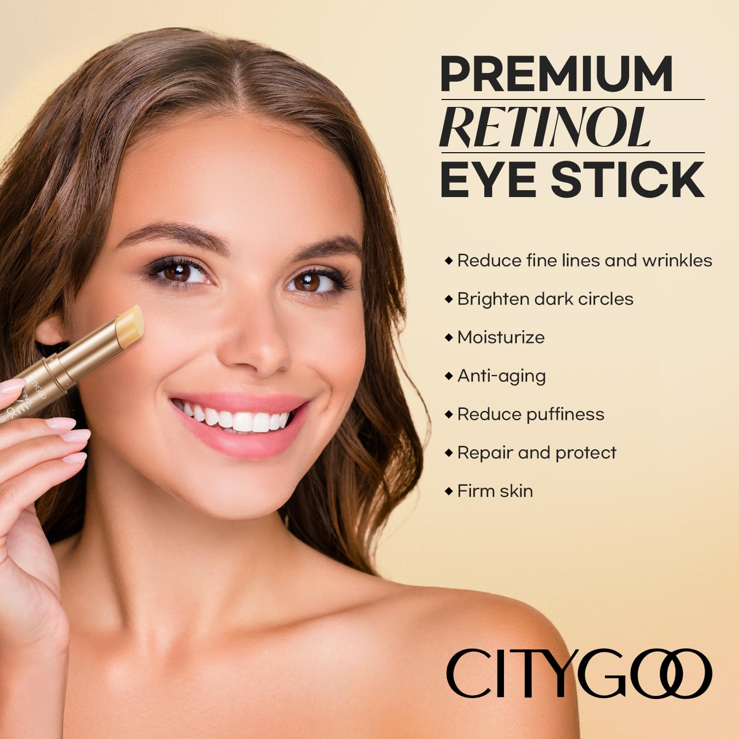 CITYGOO Retinol Eye Stick With Collagen, Hyaluronic Acid For Dark Circle, Under Eye Cream For Puffiness, Bags & Fine Lines (Retinol Eye Stick, 1pcs)