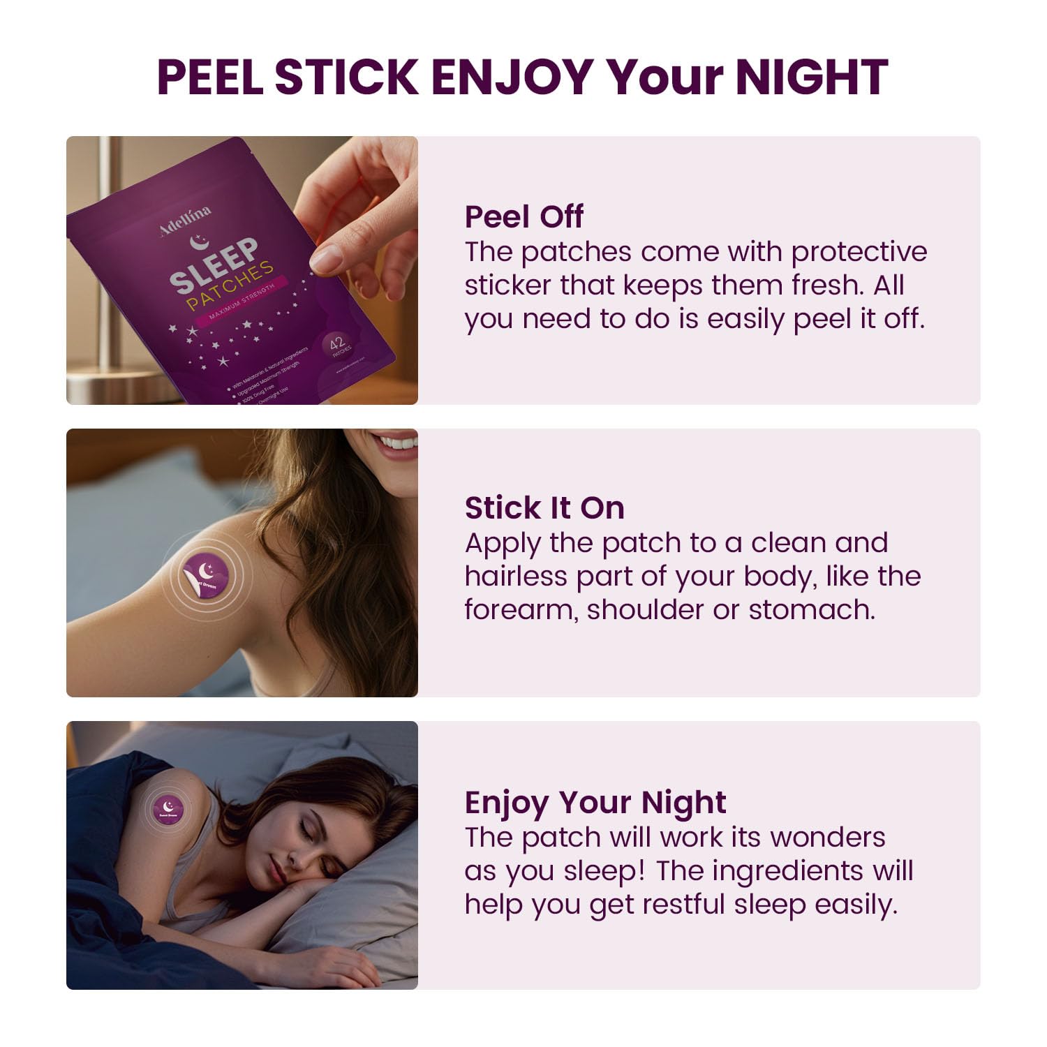 Sleep Patches for Adults Extra Strength: Easy-to-Apply Sleep Patch with Melatonin & Valerian 42 Patches