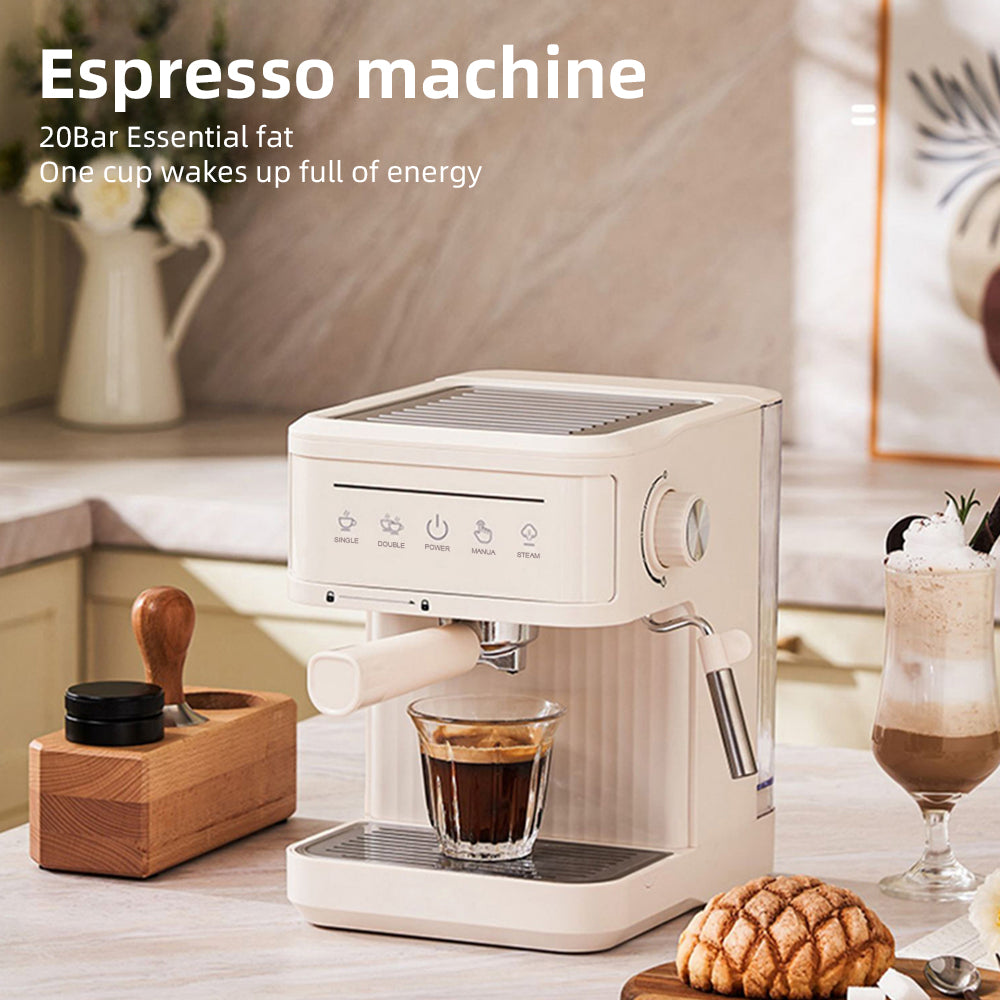 Multifunctional Electric Coffee Machine 850W 20Bar Mini Coffee Maker with Portafilter, Single and Double Serve Filter Basket, 92℃ Smart Brew 3 Level Adjustable Steam Wand for Latte Art Espresso