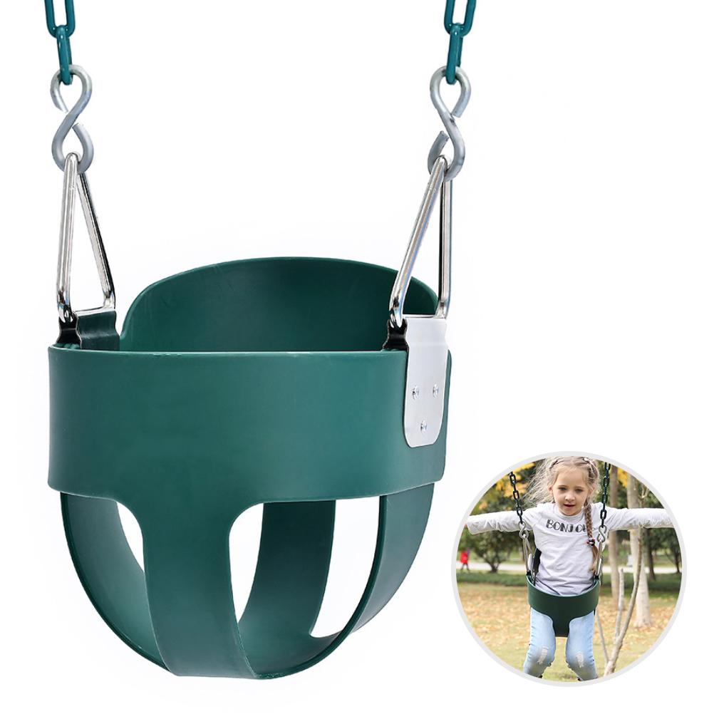 Baby Kids Swing Seat Children Swing Chair Safe Comfortable with Chains High Back Full Bucket Swing Seat