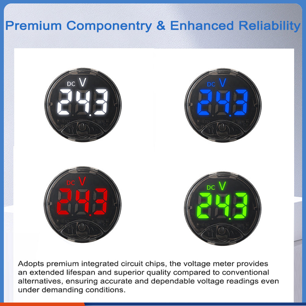 7-120VDC 0-120VDC Touching Control Voltage Meter with Low Voltage Alarm and Reverse Polarity Protecting Function Digital Display Colors Customizable