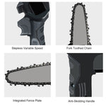 4in 550W Mini Electric Chainsaw Rechargeable Cordless Wood Cutter Portable One-Hand Woodworking-Saw for Gardening Pruning Trimming