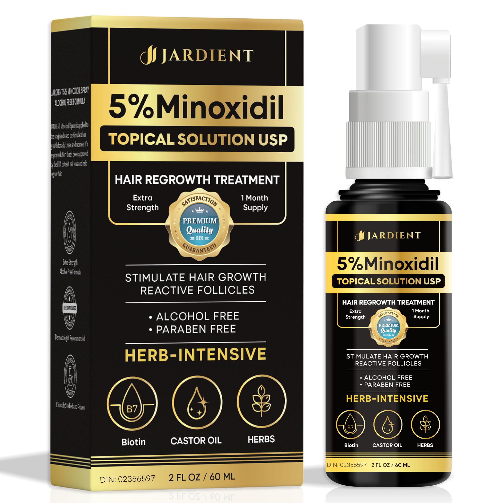 Jardient Minoxidil for Women 5 Percent: 5% Minoxidil for Men Beard Growth Spray Infused with Biotin - Extra Strength Hair hair support care for Stronger and Longer Hair 2 Fl Oz