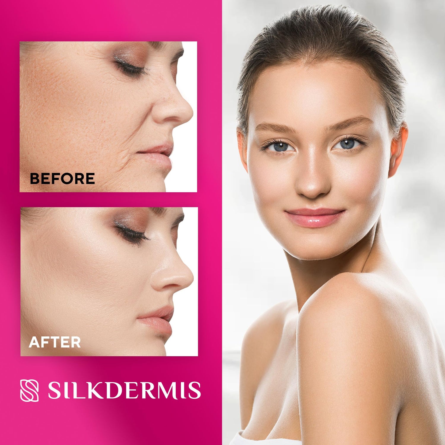 SILKDERMIS Silicone Face Patches 5pcs- Reusable Under Eye and Smile Line Patches Forehead fine line Patches 5pcs