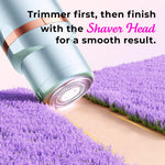 Bikini Trimmer for Women Pubic Hair: 2 in 1 Eletctric Razors for Women - Rechargeable Eletctric Shaver - IPX7 Waterproof Bikini Trimmer for Underarm Leg Arm Body (Blue)