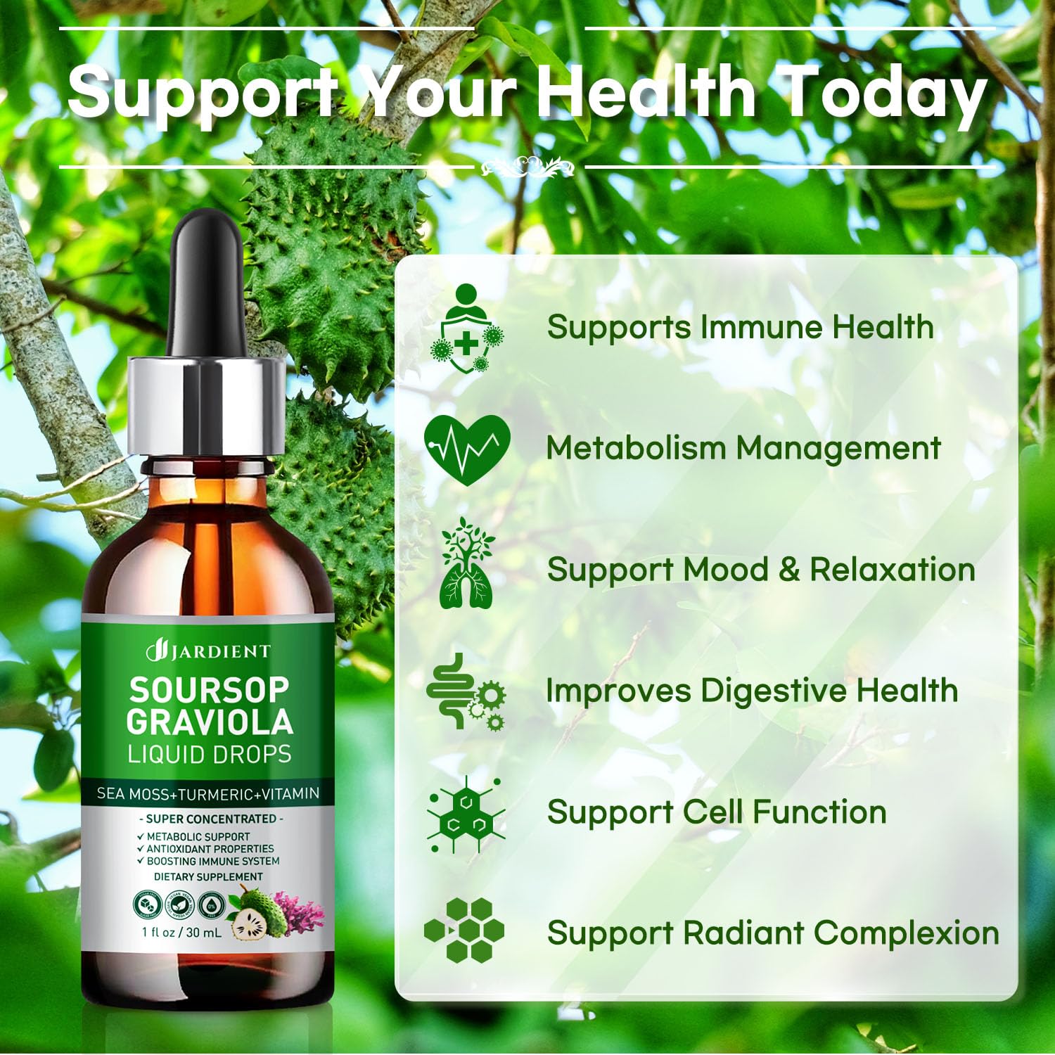 Graviola Soursop Bitters Liquid Drops : Sea Moss Extract Organic for Cell Support and Regeneration- Sour SOP Tincture Edible 1 Fl Oz (30 mL) x 2 Pack