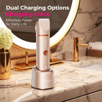 Bikini Trimmer for Women Pubic Hair: 2 in 1 Electric Razors for Women - IPX7 Waterproof Lady Shaver for Travel & Home Use (Gold)