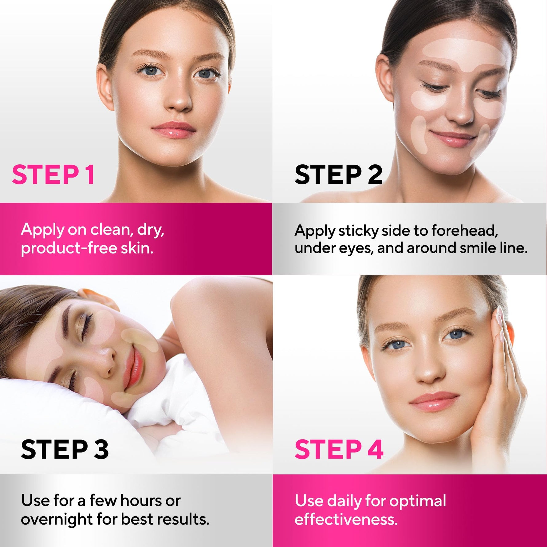 SILKDERMIS Silicone Face Patches 5pcs- Reusable Under Eye and Smile Line Patches Forehead fine line Patches 5pcs