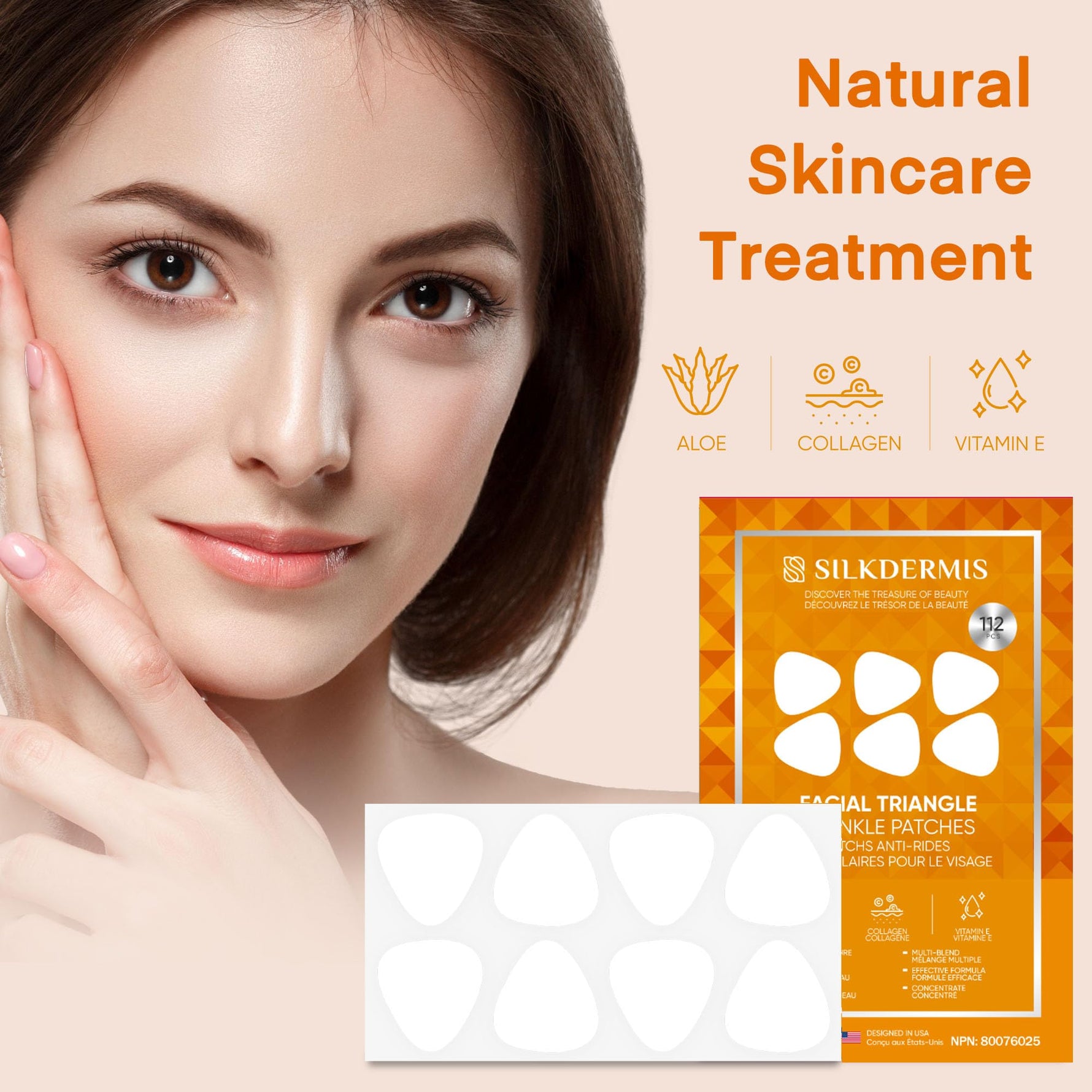 SILKDERMIS Forehead fine line Patches with Triangle: For Smile Line and Under-smoothing with Aloe, Collagen, Vitamin E 112pcs