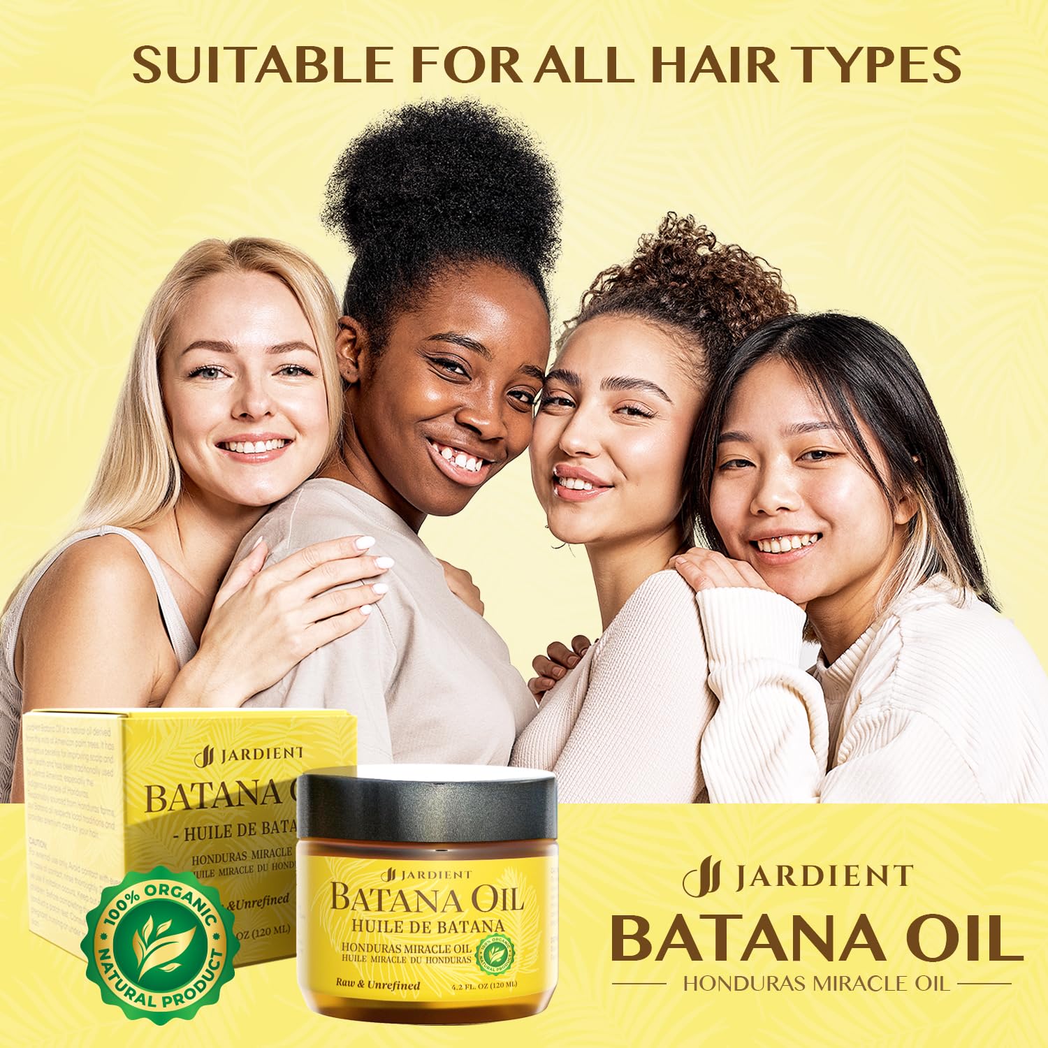 Jardient Raw Batana Oil for hair nourishing: Dr Sebi Organic Batana Oil from Honduras - 100% Pure & Natural - Promotes Thicker & Stronger Hair for Men & Women (4 OZ)