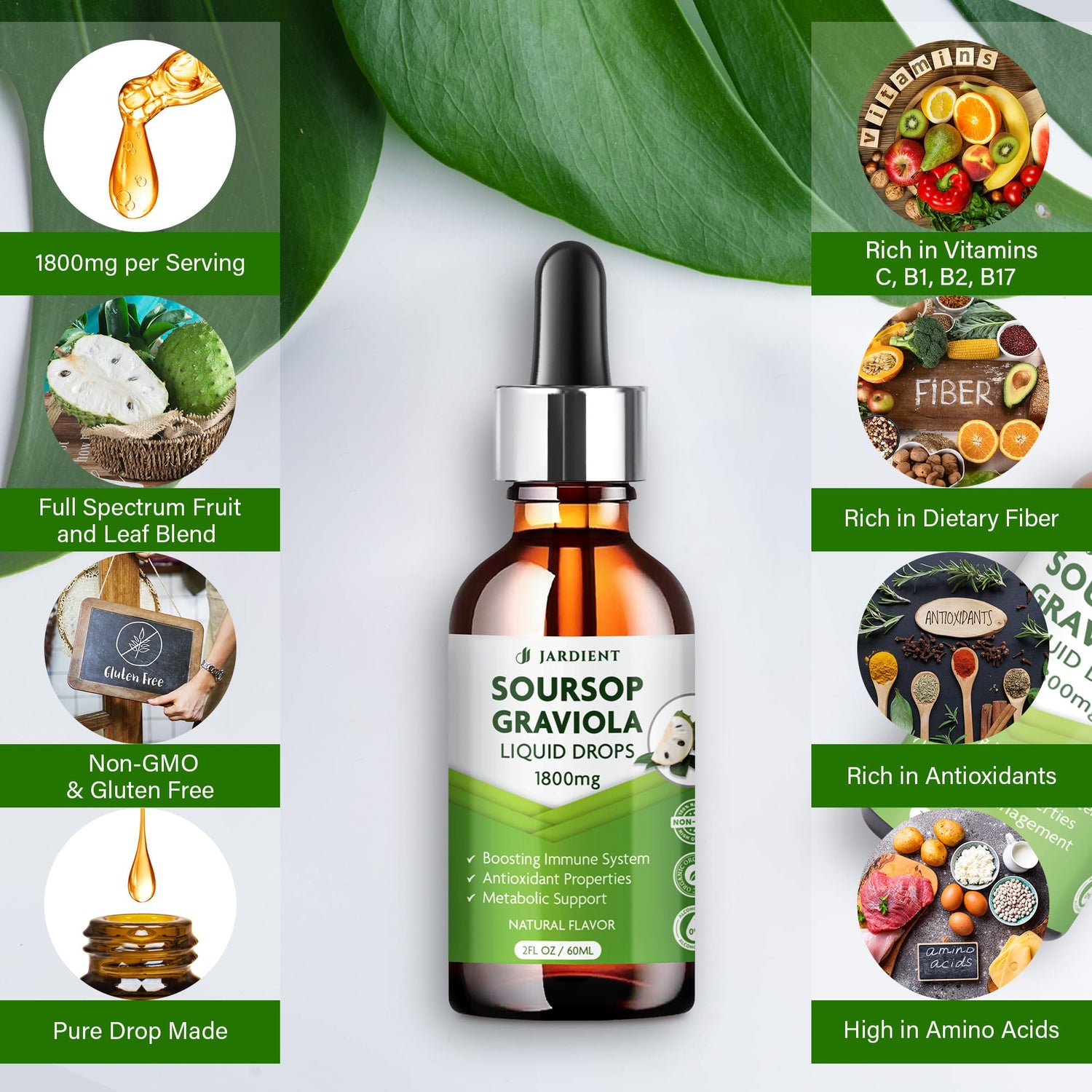 Soursop Bitters Extract Liquid Oil : Graviola Soursop Extract- Organic for Cell Support and Regeneration- Soursop Tincture Edible 2 fl oz, 60ml