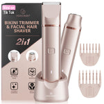 VG VOGCREST Electric Bikini Trimmer: 2 in1 Body Facial Hair Remover - Painless Pubic Hair Shaver (Rose Gold)