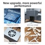 DAJA DJ7 Laser Engraver 5W  Semiconductor Laser Desktop Marking Machine with 150x150mm Work Area 0.01 Engraving Accuracy Eye Protective Shield Multifunctional Ports Suitable for Wood Leather Metal Kraft Paper Plastics Ceramics