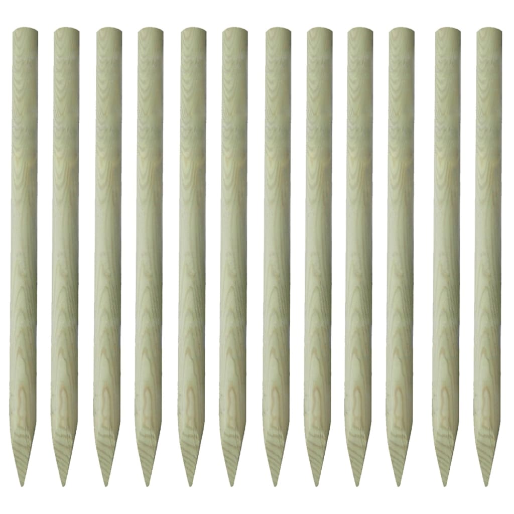 vidaXL Pointed Fence Posts 12 pcs Impregnated Wood 150 cm