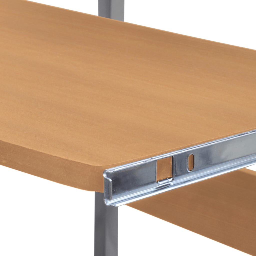 vidaXL 2 Piece Computer Desk with Pull-out Keyboard Tray Brown