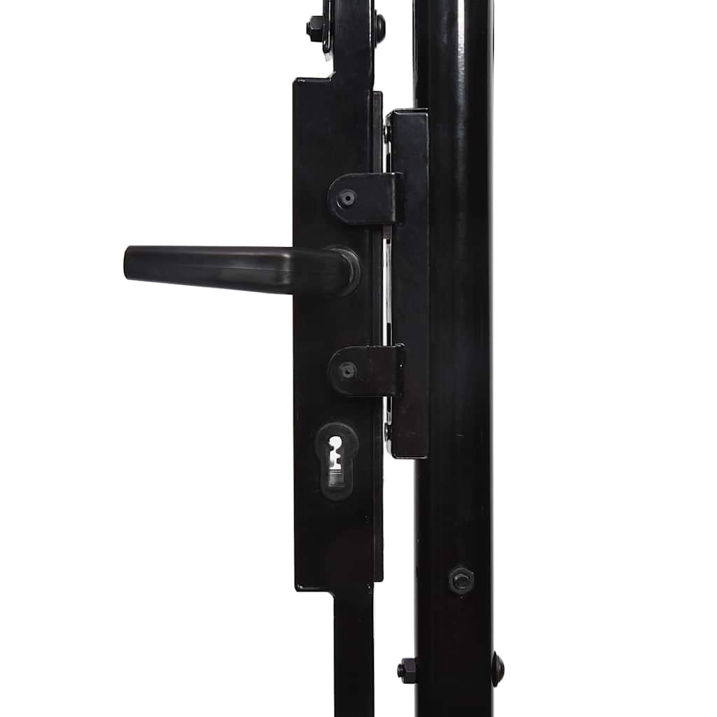 vidaXL Fence Gate Single Door with Spike Top Steel 39.4"x39.4" Black