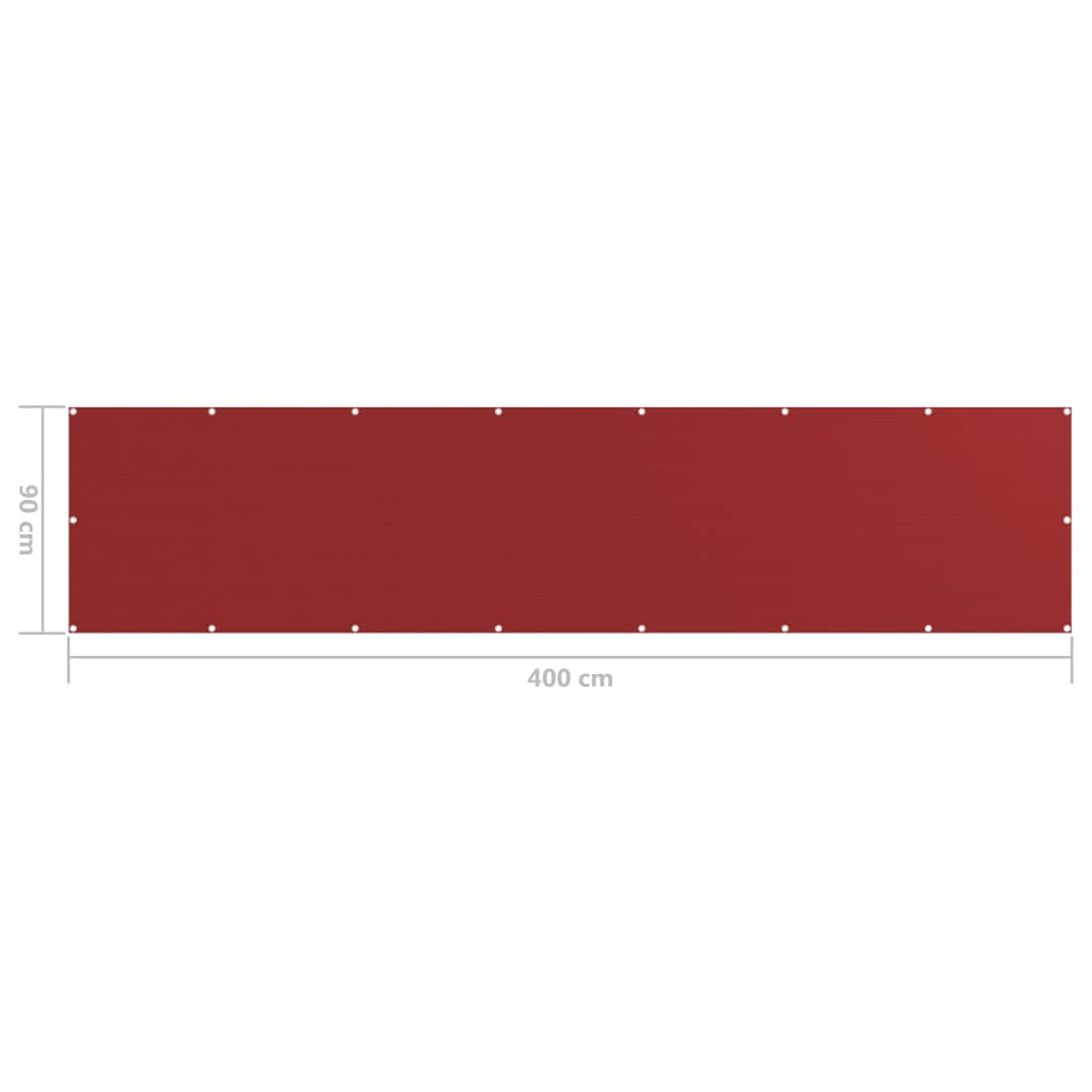 vidaXL Balcony Screen Red 90x400 cm HDPE