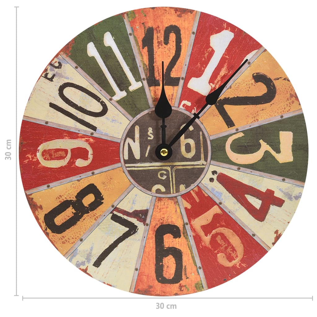 vidaXL Wall Clock Multicolour 30 cm MDF
