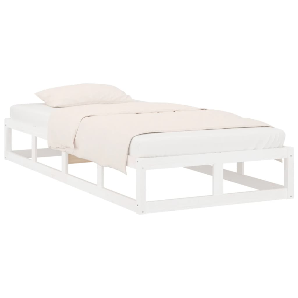 vidaXL Bed Frame without Mattress White 90x190 cm Single Single Solid Wood