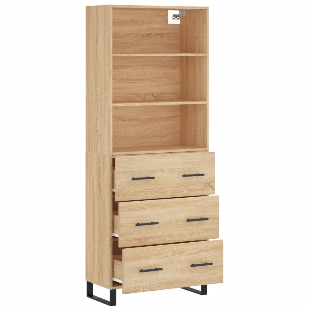 vidaXL Highboard Sonoma Oak 69.5x34x180 cm Engineered Wood