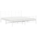 vidaXL Metal Bed Frame without Mattress with Footboard White 200x200cm