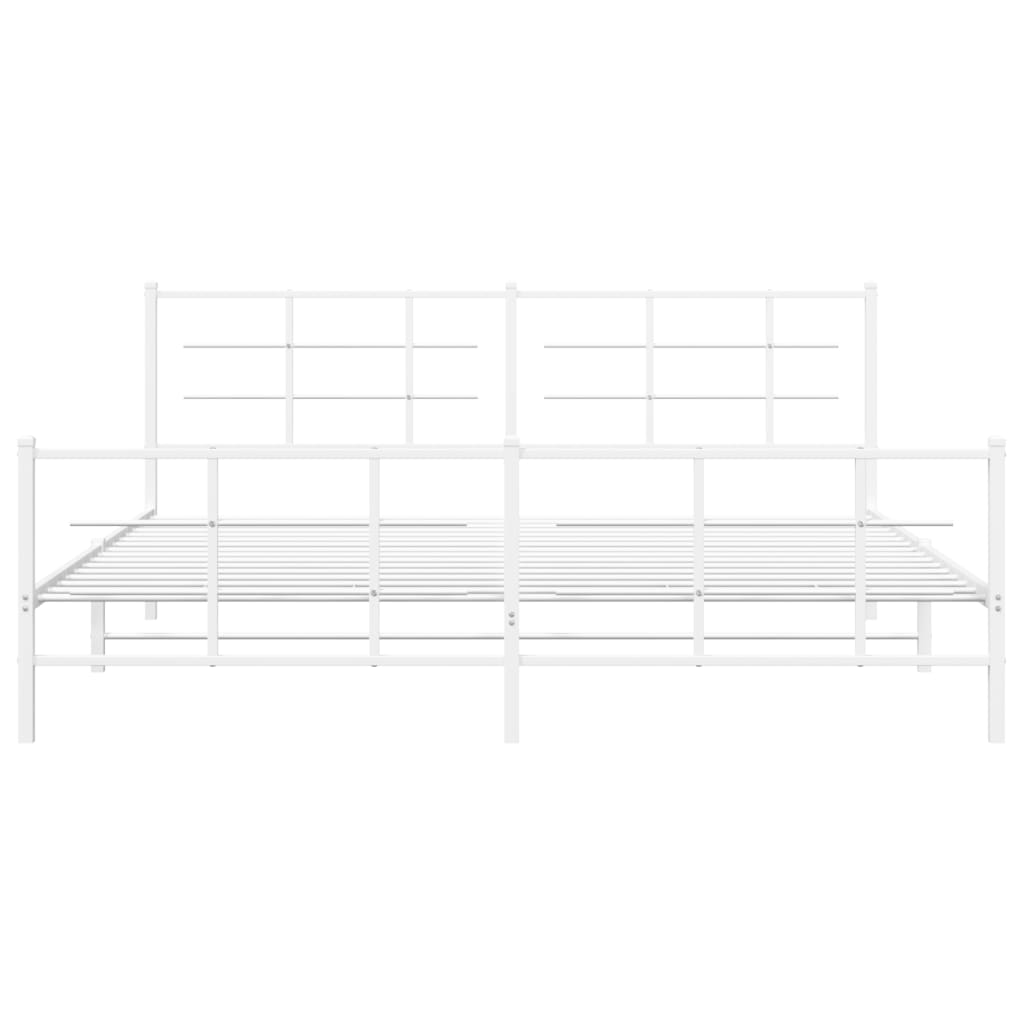 vidaXL Metal Bed Frame without Mattress with Footboard White 200x200cm