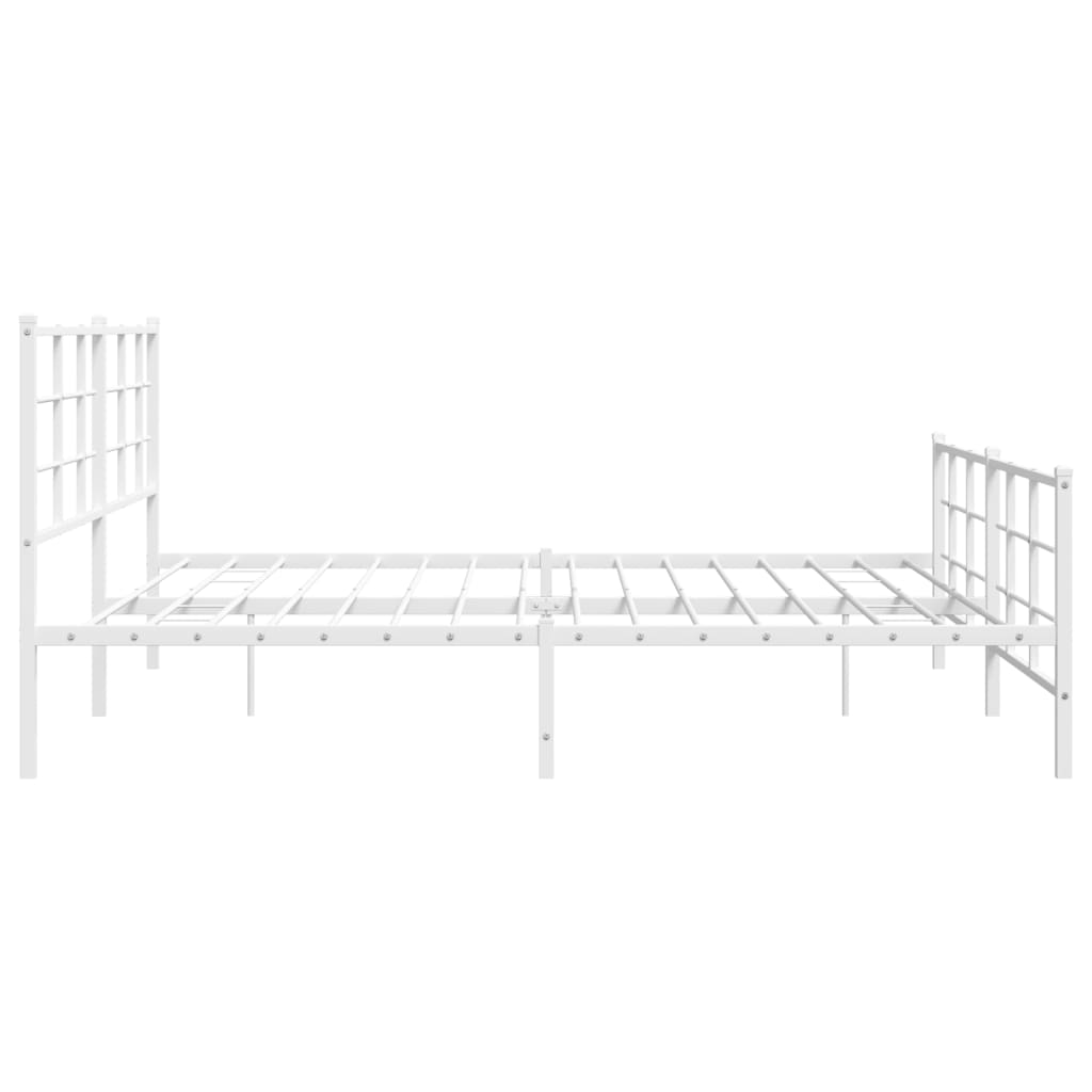 vidaXL Metal Bed Frame without Mattress with Footboard White 200x200cm