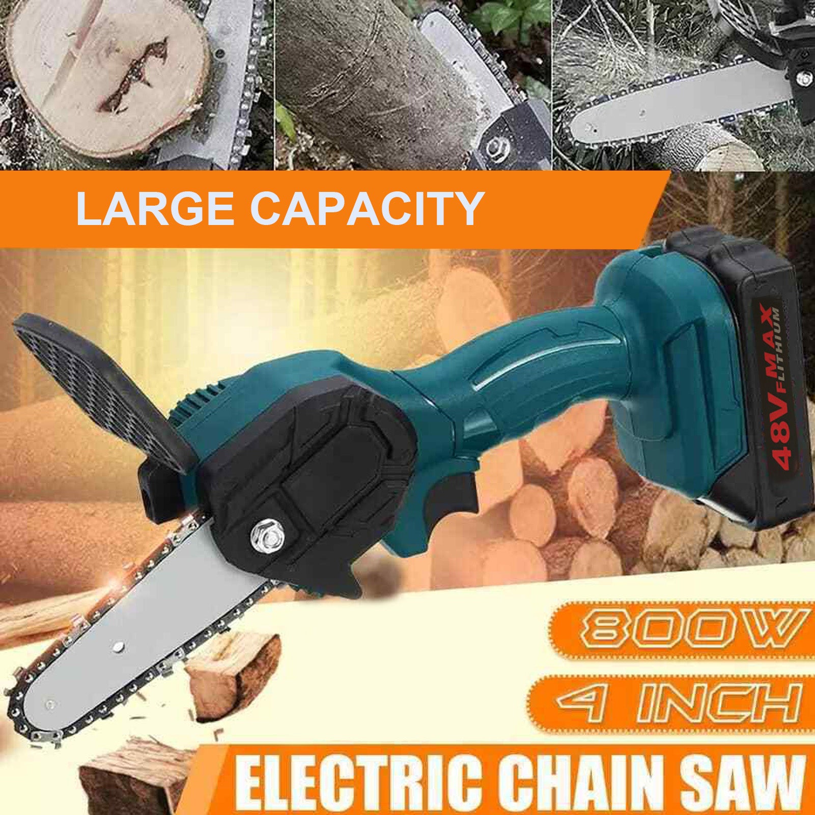4in Mini Handheld Electric Chainsaw High Powers Woodworking-Saw Portable Rechargeable Cordless One-Hand Wood Cutter for Gardening Pruning Trimming