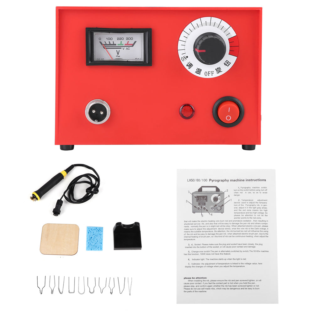 50W Pyrography Pen Machine Kit Set Wood Crafts Burning Tools 0-1000℃
