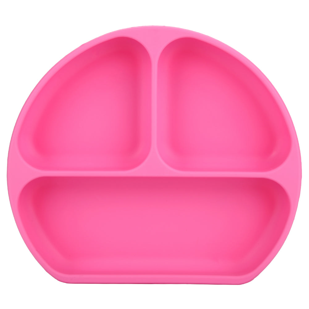 Silicone Divided Toddler Plates DIY Complementary Food Placemat Suction Cup for Baby (Rose Red)