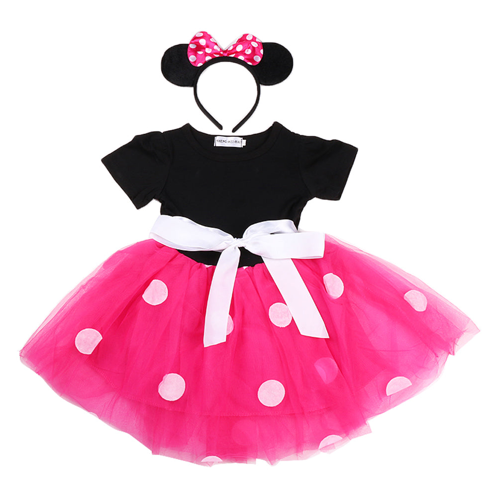 Fashionable Kids Dress Short Sleeve Girl One piece Dress with Hair Accessory (Violet 80)