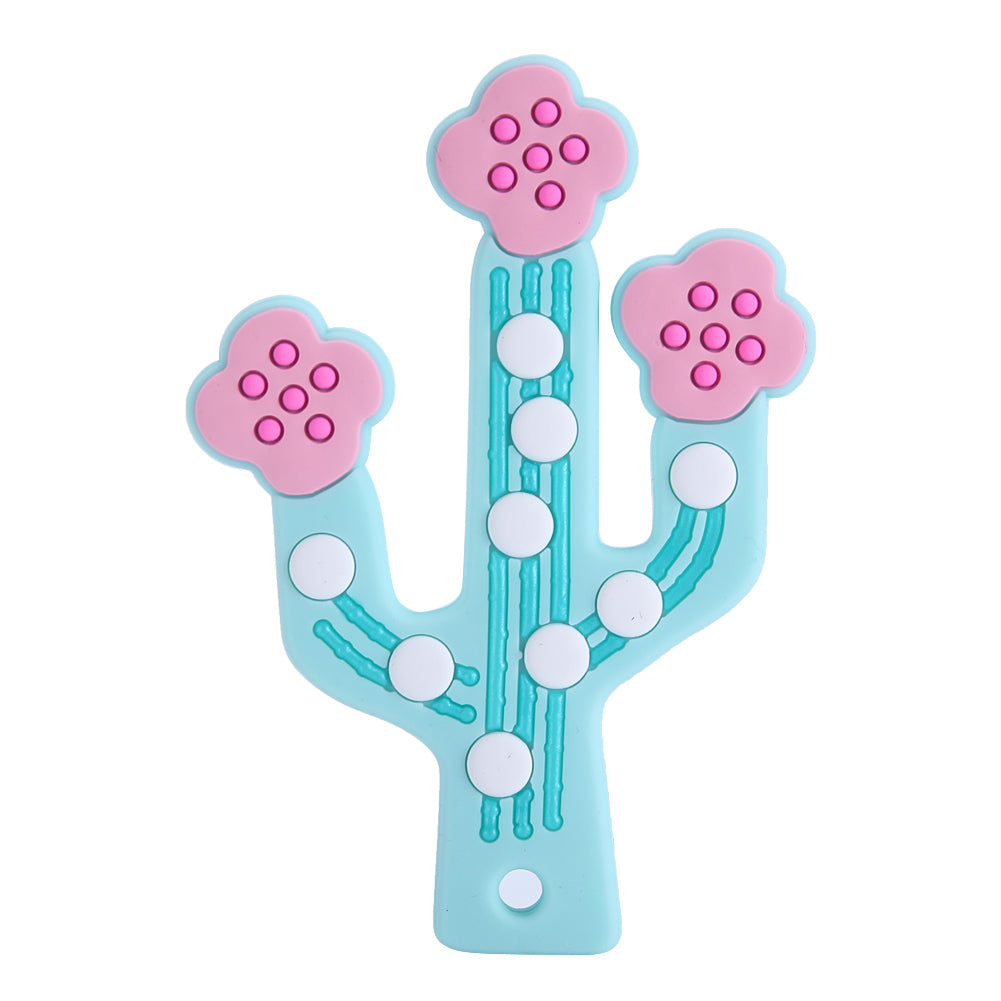 Silicone Baby Teether Plant shaped Teething Chew Toy for Toddler Infant (Blue)